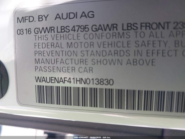 WAUENAF41HN013830 Audi 2017