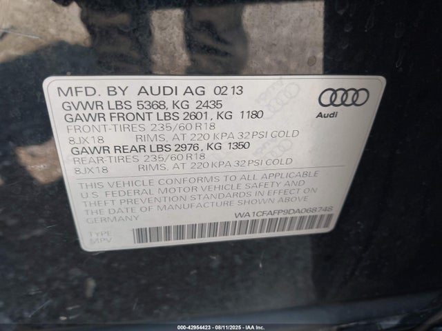 2013 AUDI Q5 WA1CFAFP9DA068748 Photo 8