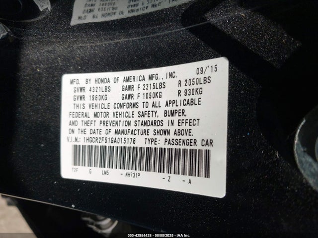 1HGCR2F51GA015176 Honda Accord Sport