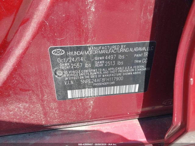 5NPE24AF8FH117900 Hyundai dohc gdi theta-ii