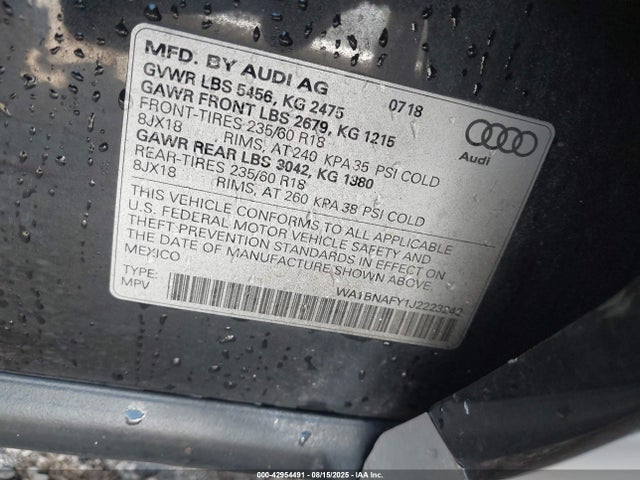 2018 AUDI Q5 WA1BNAFY1J2223242 Photo 8