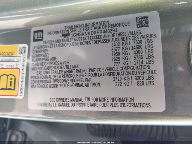 1GNSKNKDXPR448291 Chevrolet l84