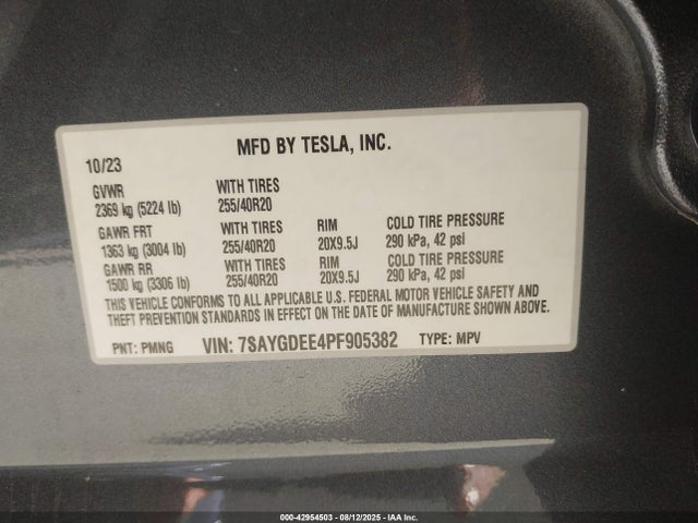 2023 TESLA MODEL Y 7SAYGDEE4PF905382 Photo 8