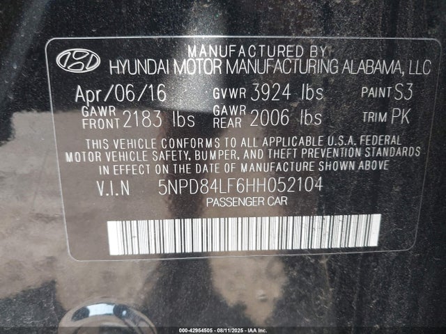 Hyundai 2017 2017 5NPD84LF6HH052104 Image 9