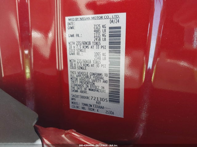 5N1BT3BBXRC721305 Nissan Rogue