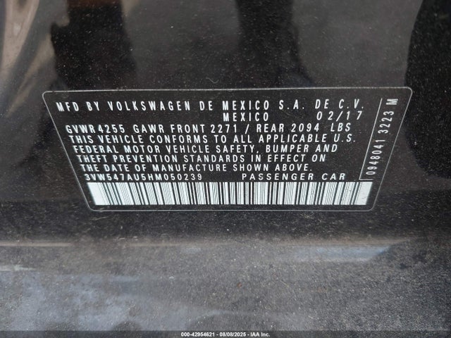 3VW547AU5HM050239 Volkswagen 2.0 tsi