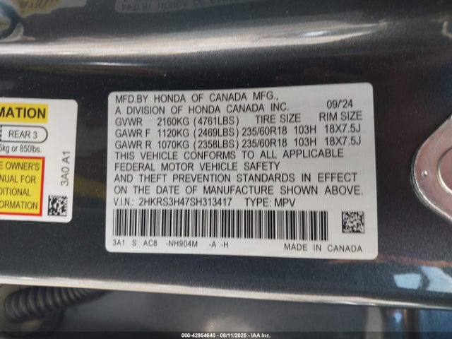 2HKRS3H47SH313417 Honda l15be