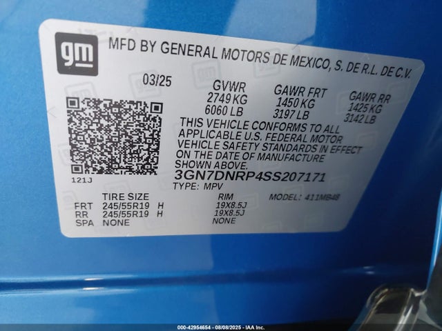Chevrolet x0b+ec3 2025 3GN7DNRP4SS207171 Image 9