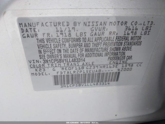 3N1CP5BV1LL483314 Nissan Kicks