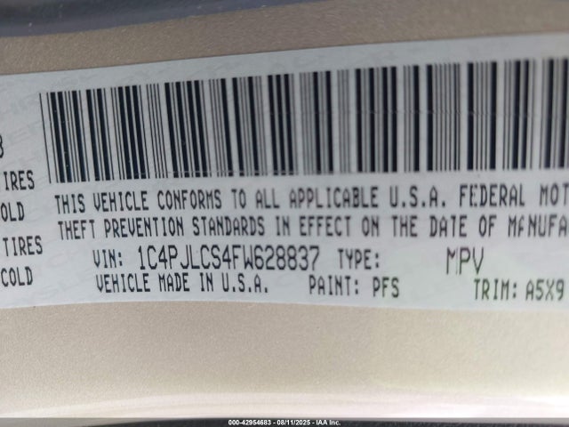 1C4PJLCS4FW628837 Jeep Cherokee
