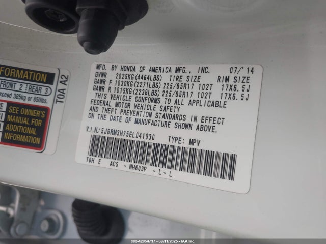 5J6RM3H75EL041030 Honda k24z7
