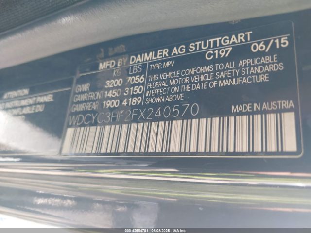 2015 MERCEDES-BENZ G 550 WDCYC3HF2FX240570 Photo 8