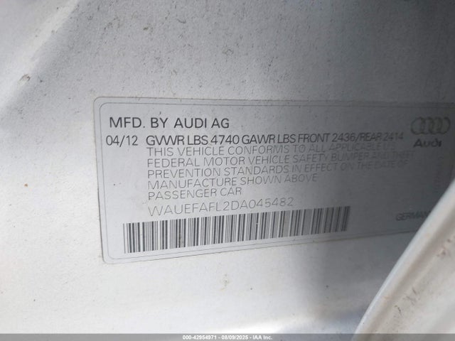 2013 AUDI A4 WAUEFAFL2DA045482 Photo 8