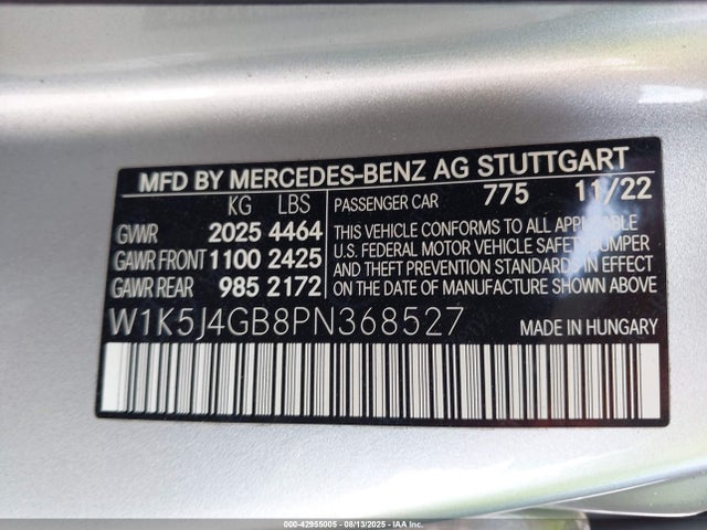 W1K5J4GB8PN368527 Mercedes-Benz Cla 250 Coupe