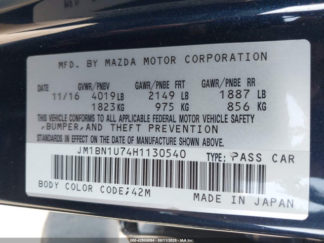 JM1BN1U74H1130540 Mazda pe