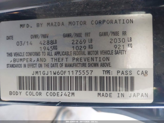 Mazda py 2015 JM1GJ1W60F1175557 Image 9