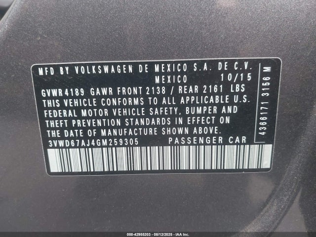 3VWD67AJ4GM259305 Volkswagen 1.4t