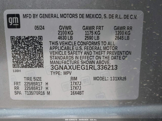 3GNAXUEG1RL336213 Chevrolet lsd