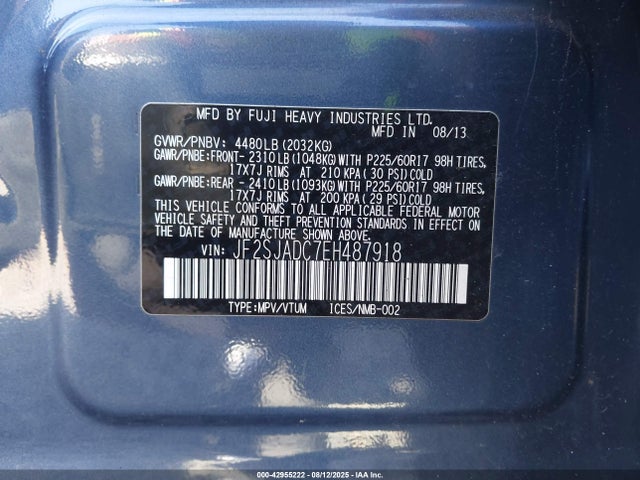 Subaru 2.5na u5 2014 JF2SJADC7EH487918 Image 9