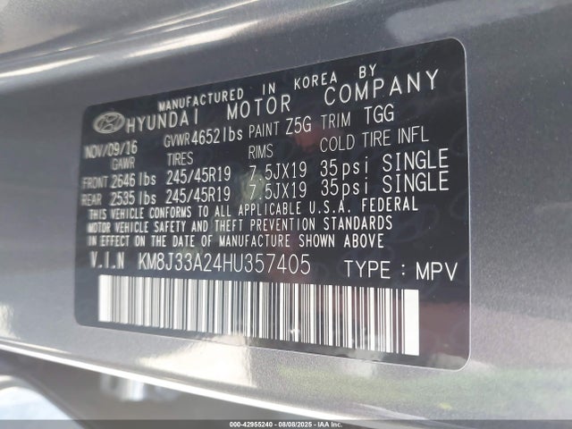 KM8J33A24HU357405 Hyundai t-gdi gamma