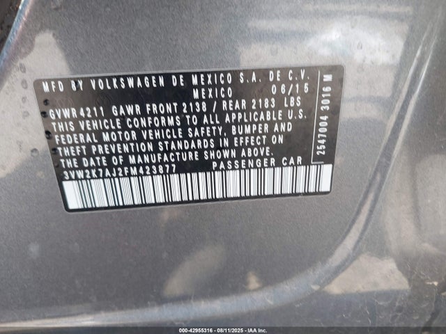 Volkswagen Jetta 2015 3VW2K7AJ2FM423877 Image 9