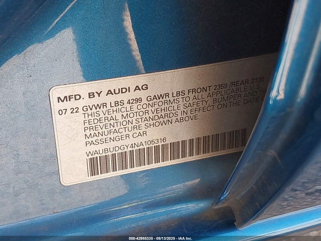WAUBUDGY4NA105316 Audi 40 tfsi