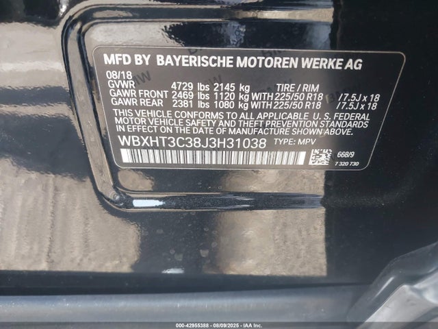 BMW X1 2018 WBXHT3C38J3H31038 Image 9