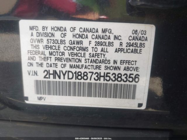 2003 ACURA MDX 2HNYD18873H538356 Photo 8