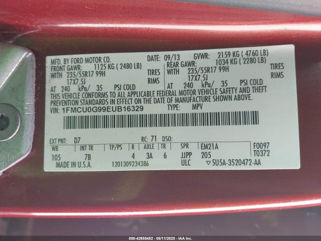 Ford Escape 2014 1FMCU0G99EUB16329 Image 9