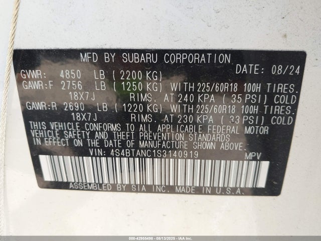 4S4BTANC1S3140919 Subaru na, u5