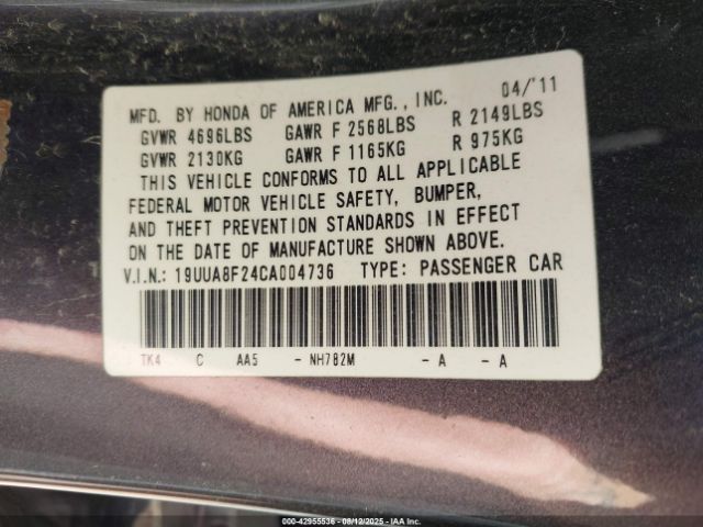 2012 ACURA TL 19UUA8F24CA004736 Photo 8