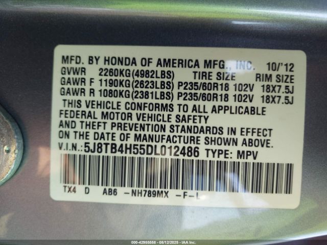 2013 ACURA RDX 5J8TB4H55DL012486 Photo 8