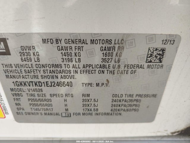 GMC llt 2014 1GKKVTKD1EJ246640 Image 9