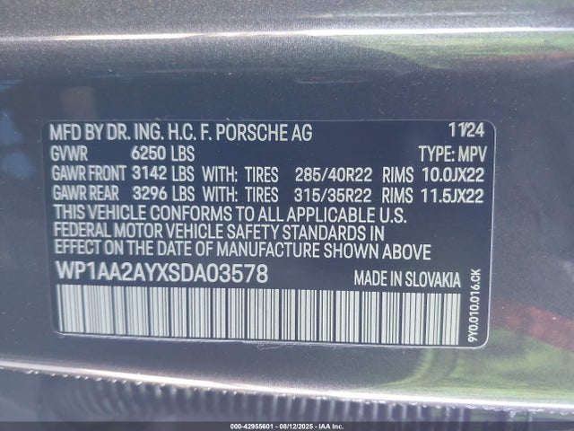 WP1AA2AYXSDA03578 Porsche 2025