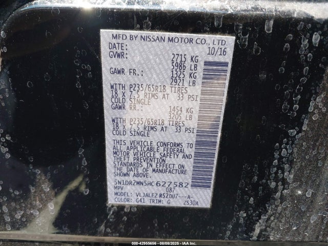 5N1DR2MN5HC627582 Nissan 2017
