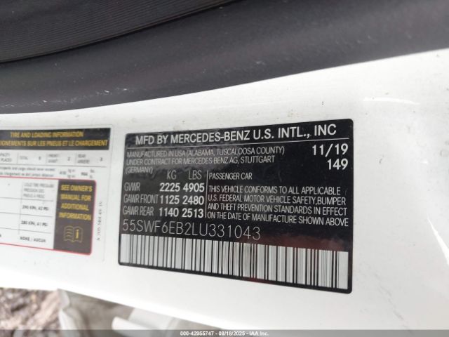 2020 MERCEDES-BENZ AMG C 43 55SWF6EB2LU331043 Photo 8