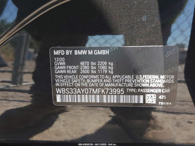 2021 BMW M3 WBS33AY07MFK73995 Photo 8