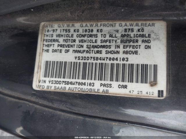 1998 SAAB 900 YS3DD75B4W7004103 Photo 8