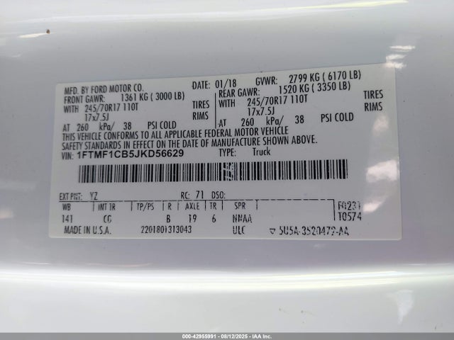 Ford 3.3l tivct 2018 1FTMF1CB5JKD56629 Image 9