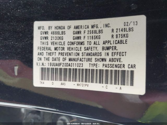 2013 ACURA TL 19UUA8F20DA011023 Photo 8