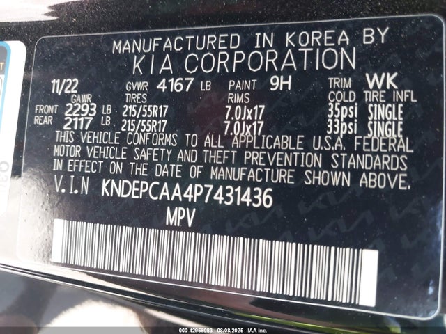 KNDEPCAA4P7431436 KIA nu