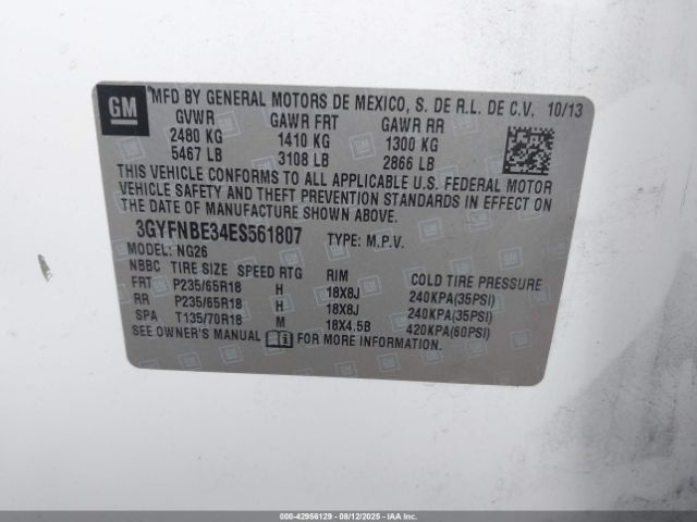 2014 CADILLAC SRX 3GYFNBE34ES561807 Photo 8