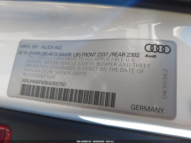 2019 AUDI A4 WAUHMAF40KA056750 Photo 8