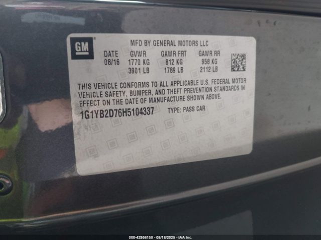 2017 CHEVROLET CORVETTE 1G1YB2D76H5104337 Photo 8