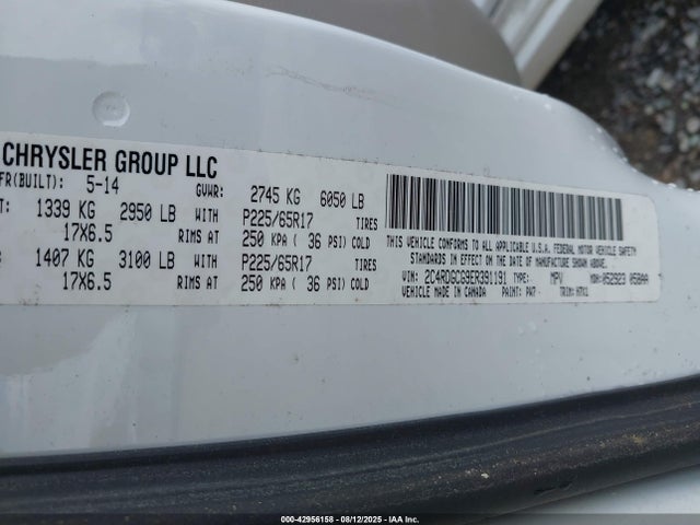 Dodge Grand Caravan 2014 2C4RDGCG9ER391191 Image 9