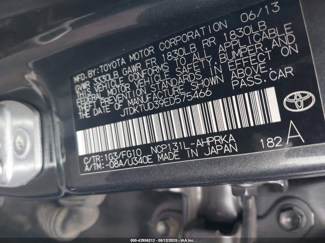 Toyota 1nz-fe 2014 JTDKTUD39ED575466 Image 9