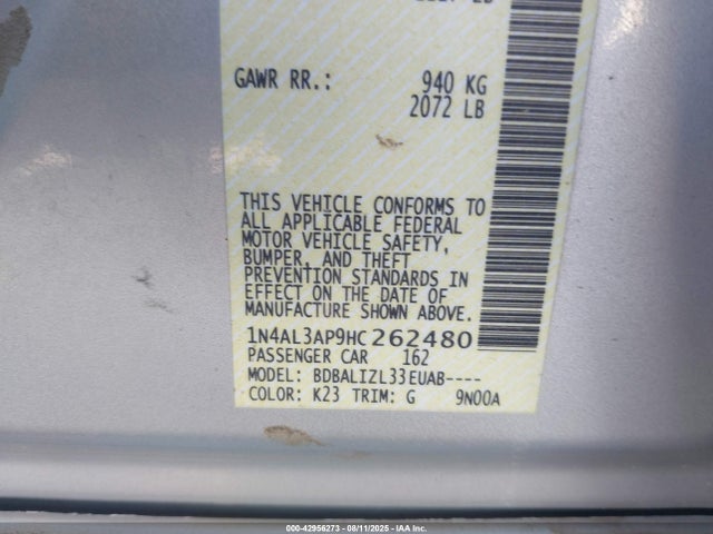 1N4AL3AP9HC262480 Nissan Altima