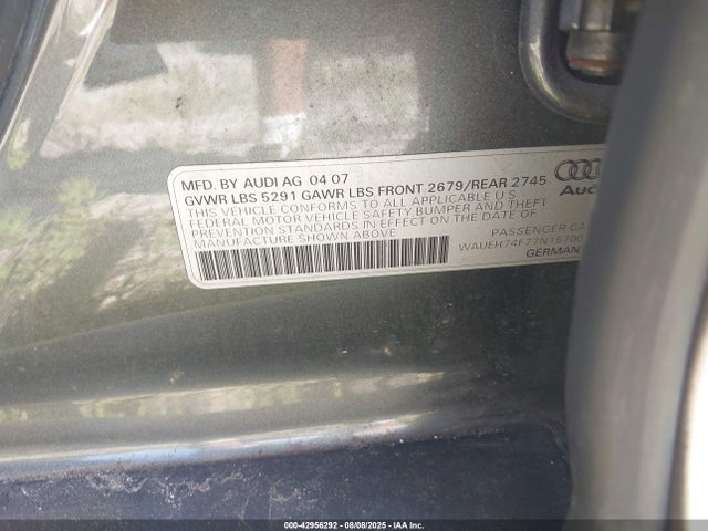 2007 AUDI A6 WAUEH74F77N157007 Photo 8