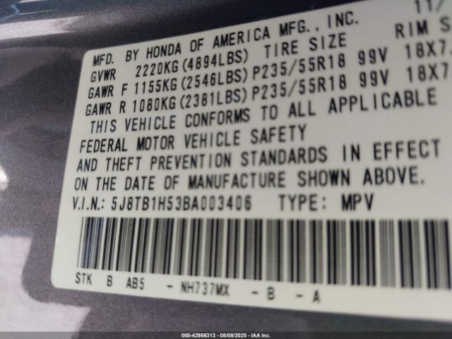 2011 ACURA RDX 5J8TB1H53BA003406 Photo 8