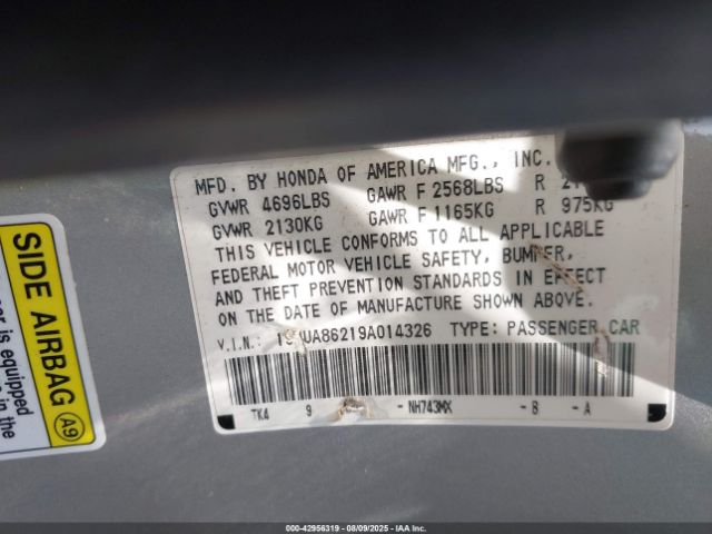 2009 ACURA TL 19UUA86219A014326 Photo 8